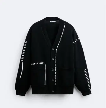 ZARA 가디건 탑스티치 리본 사이즈 L
