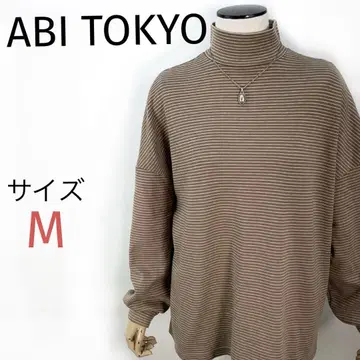ABITOKYO 하프 보더 하이넥 티셔츠 루즈핏 터틀