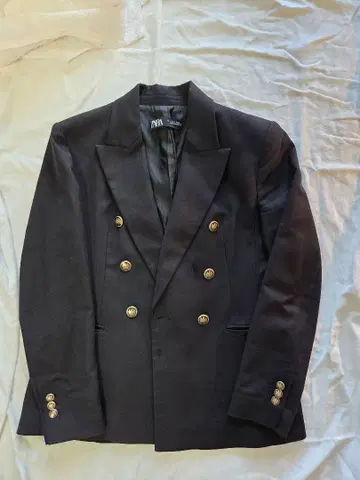 ZARA 더블 브레스트 테일러드 자켓 L 블랙