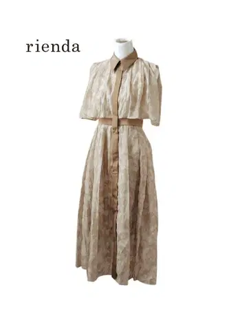 rienda 리엔다 꽃무늬 케이프 슬리브리스 플리츠 롱 원피스