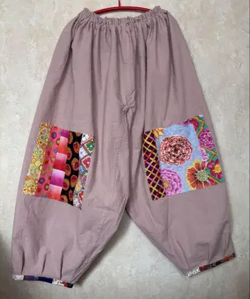 몸빼 팬츠 패치워크 모브 핑크