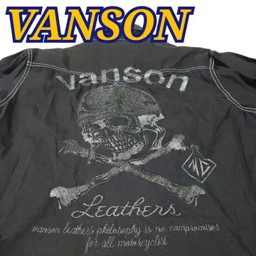 새상품급 VANSON 반손 워크 셔츠 블랙 스컬 해골 자수 L