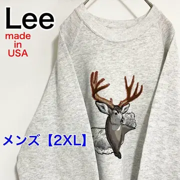 YAU30 [미국제] Lee 맨투맨 [남성용 2XL] 긴팔 화이트 그레이