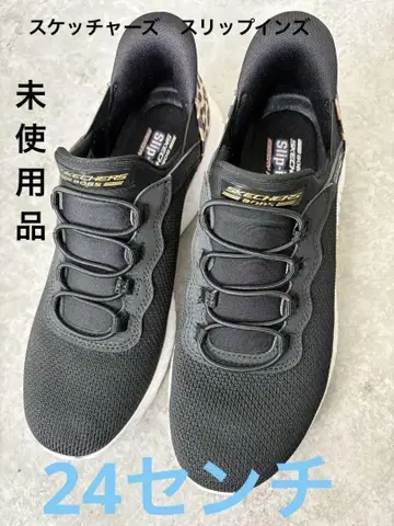 [ 미사용품 ] SKECHERS SLIP-INS 블랙/레오파드