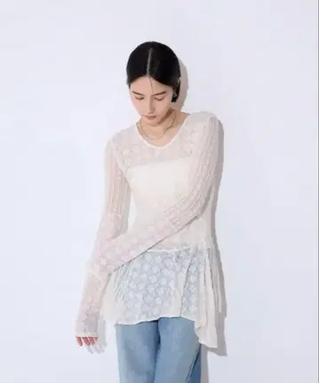 밑단 비대칭 레이스 미니 원피스/591134