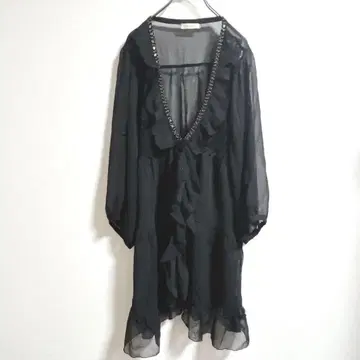 멜드롤 시어 롱 가디건 레이스 빅 사이즈 3L 목둘레 비즈