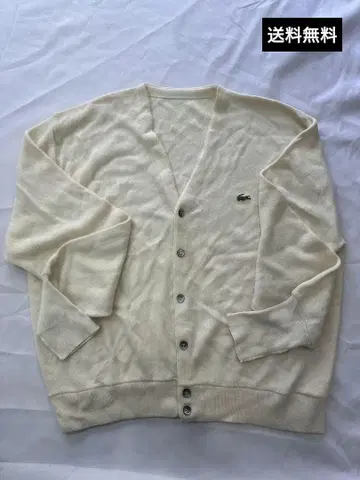 Lacoste 아이보리 V넥 가디건