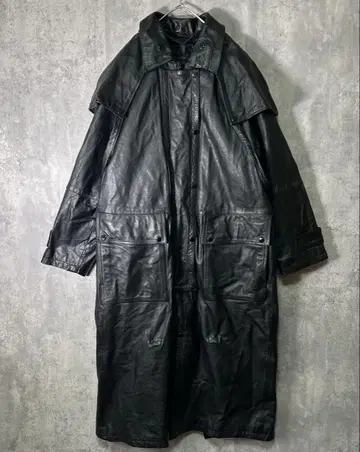 극상 가죽 트렌치코트 헤비웨이트 Thinslate 라이너 블랙