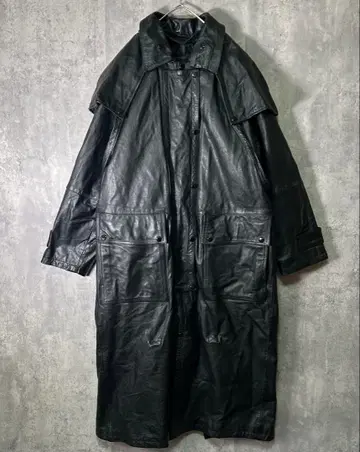 극상 가죽 트렌치코트 헤비웨이트 Thinslate 라이너 블랙