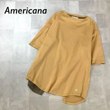 새상품급 Americana 바이컬러 디자인 티셔츠 반팔 브라운 계열