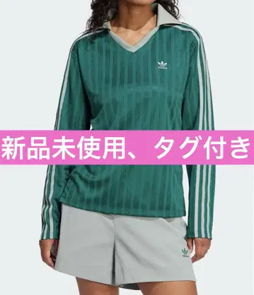 아디컬러 풋볼 자카드 V넥 긴팔 피케 셔츠