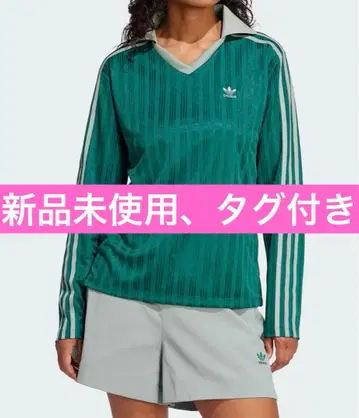 아디컬러 풋볼 자카드 V넥 긴팔 피케 셔츠