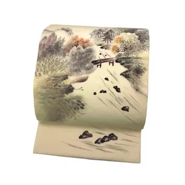 나고야 오비 시오제 손그림 강 풍경 생성색 가드 가공 KO-1004