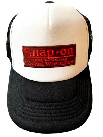 Snap on 소켓 렌치 와펜 부착 메쉬 캡 블랙 x 화이트