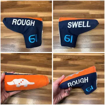 ROUGH SWELL 골프 퍼터 커버 61 자수 네이비 x 오렌지