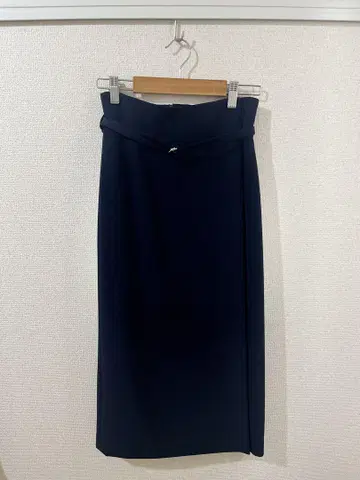 네이비 타이트 스커트 허리 벨트 포함