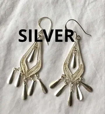 빈티지 은선 세공 실버 귀걸이 SILVER 프린지 필리그리