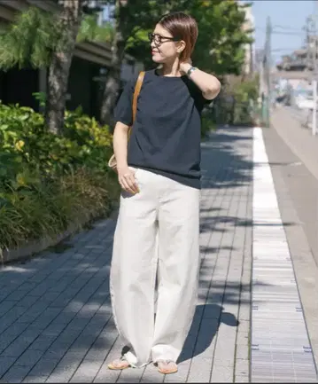 워드 블루 화이트 데님 팬츠 25