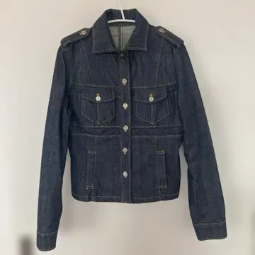 TRUSSARDI 다크 데님 자켓 견장 부착