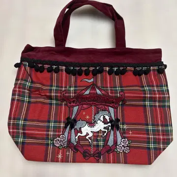 Alice and the Pirates 토트백 빨간색 체크 무늬