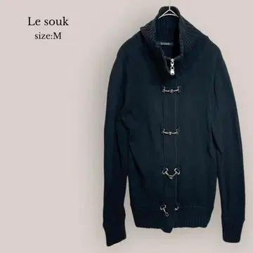 르수크 Le souk 니트 자켓 스탠드 넥 블랙 집업