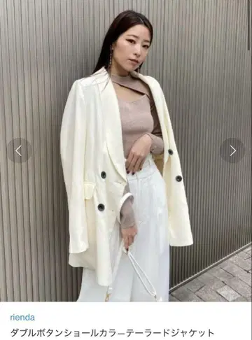 택 포함 새상품 rienda 더블 버튼 숄카라 테일러 자켓