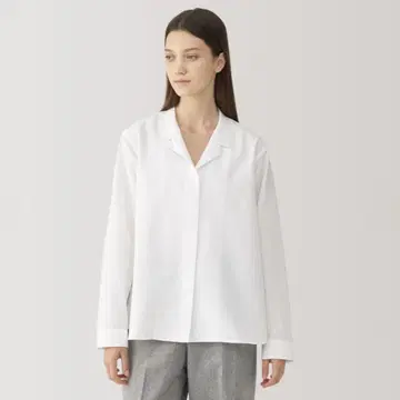 무인양품 MUJI Labo 여성 실크 혼방 오픈 카라 셔츠 M 사이즈