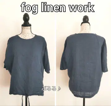 fog linen work 리투아니아 린넨 블라우스 상의 네이비 계열