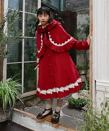 동화의 소공녀 코트 빨간색 axes femme kawaii