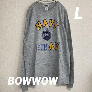 BOWWOW US NAVY 리메이크 멜란지 그레이 두꺼운 긴팔 티셔츠