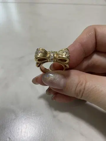 tink pink 리본형 스톤 부착 반지