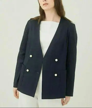 택 포함 새상품 아나이 린넨 옥스 더블 자켓 펄 버튼 노카라