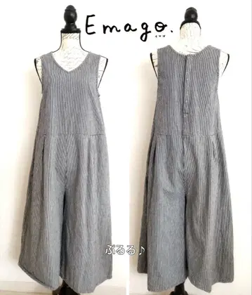 Emago. 히코리 스트라이프 데님 살로펫 팬츠 오버롤