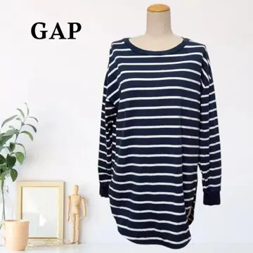 zB819 [ XS ] GAP 보트넥 라운드 헴 긴팔 티셔츠 컷오프