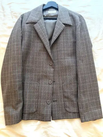 dries van noten 브라운 체크 자켓