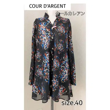COUR D'ARGENT 기하학 패턴 셔츠 긴팔 튜닉 쿨 카리앙