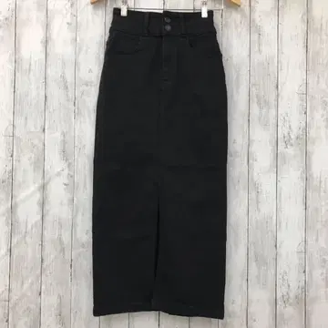 [ AZUL by moussy ] 하이웨스트 슬릿 데님 스커트
