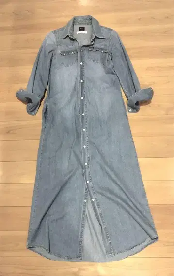새상품급 Lee 데님 롱 셔츠 원피스 S 라이트 블루