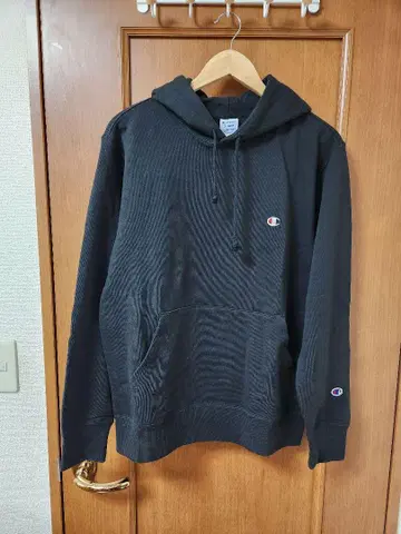 Champion 블랙 후드티 X-LARGE