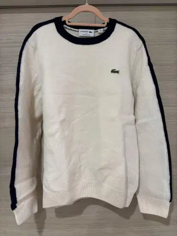 LACOSTE 소매 라인 로고 니트 화이트 usM 사이즈