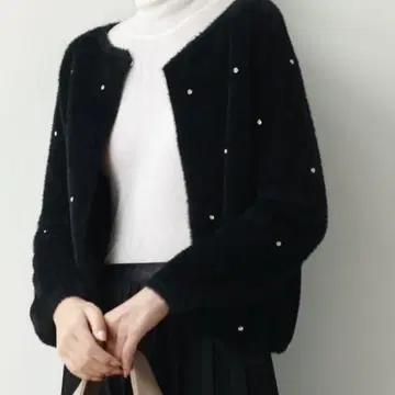 비쥬 니트 가디건 블랙 니트 M