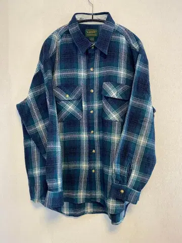 플란넬 셔츠 블루 계열 체크 무늬 L 사이즈