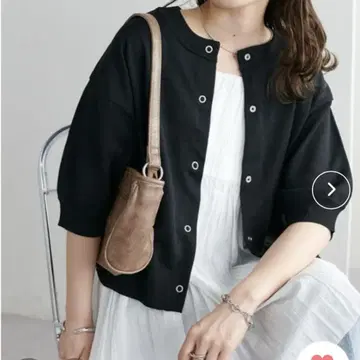 디스코트 라이트스폰디쉬 반팔 가디건 블랙