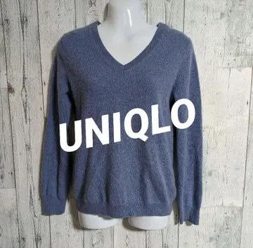 UNIQLO 캐시미어 100% 블루 계열 V넥 여성용 M