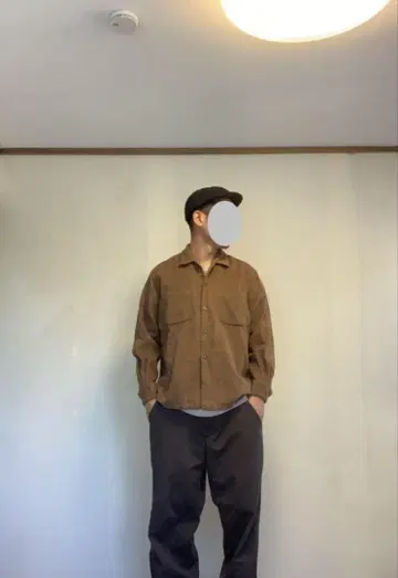 울 혼방 브라운 긴팔 셔츠
