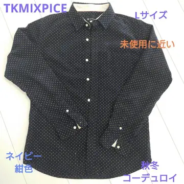 TKMIXPICE 남성용 긴팔 셔츠 L 사이즈 도트 네이비