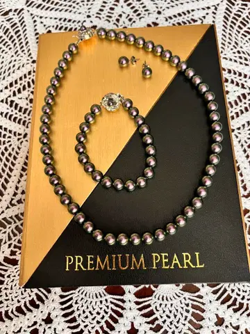 새상품) 프리미엄 펄 블랙퍼플 도서 조개펄 주얼리 3세트