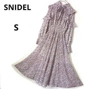 SNIDEL 스나이델 프린트 플리츠 플라워 롱 원피스 보타이 S