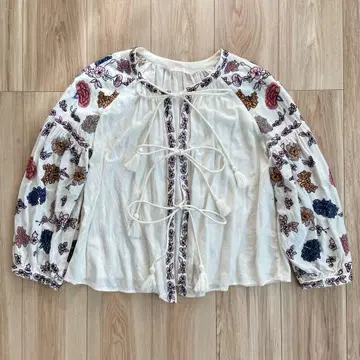 ZARA 자수 셔츠 자수 블라우스