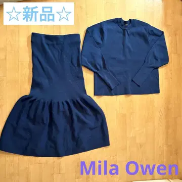 새상품 Mila Owen 퍼프 슬리브 상의 x 머메이드 스커트 블루